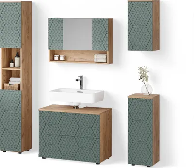 Immagine prodotto di Set mobili bagno Livinity Ronco Quercia verde/oro 5 parti, Model 52943
