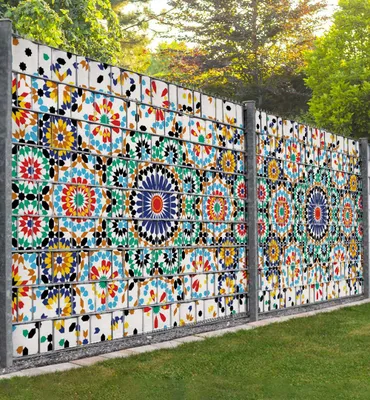 Produktbild von Sichtschutzstreifen Retro Konfetti Muster bunt Sichtschutz Garten Zaun - Teil1 - 250x180cm