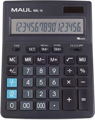 Obrázok produktu pre MAUL stolová kalkulačka MXL 16 LCD displej 1 riadok, 16 číslic Solárna batéria 20,5 x 15,5 x 3,5 cm čierna