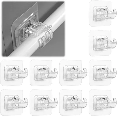 Selbstklebende Vorhangstangenhalter, 10 Stück, transparent