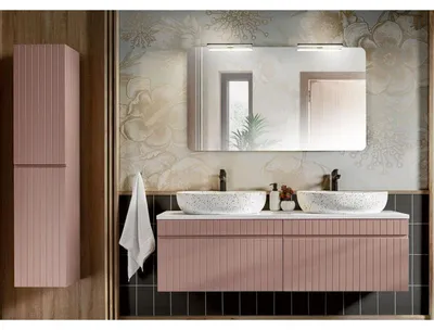 Image de Ensemble meubles vasques + 4 éléments 160 cm - Emblematic Rose