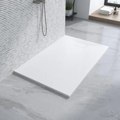 Produktbild von AQUABATOS SMC Duschwannen für badezimmer antirutsch, schieferoptik duschtasse rechteckig, modern-design brausewanne weiße extra-flach 140x90cm