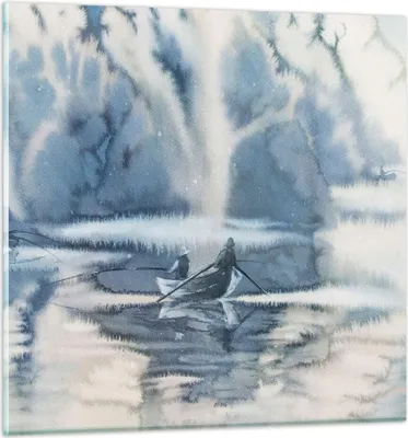 Produktbild von Bilder auf glas - Boot Fischer Wasser - 50x50cm - Glasbilder - Wandbilder - Kunstdruck - zum Aufhängen bereit - Wanddekoration aus Glas - Glas Bilder - Wandbild auf Glas - Einteilig - GAC50x50-3864