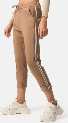 Produktbild von PM SELECTED Sportliche Damen Freizeithose mit Streifen Sporthose Loungehose Hose PM64 Camel Gr. 38 - M