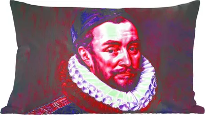 Produktbild von MuchoWow® Zierkissen Sofakissen Wohnzimmer Dekokissen 60x40 cm Wilhelm von Oranien - Adriaen Thomasz - Rot - Kopfkissen - Polster mit Foto