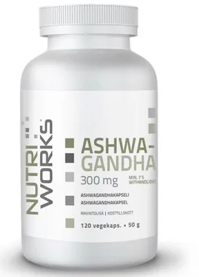 Obrázok produktu pre NutriWorks, extrakt z ashwagandhy, 300 mg, 120 kapsúl (rastlinného pôvodu)