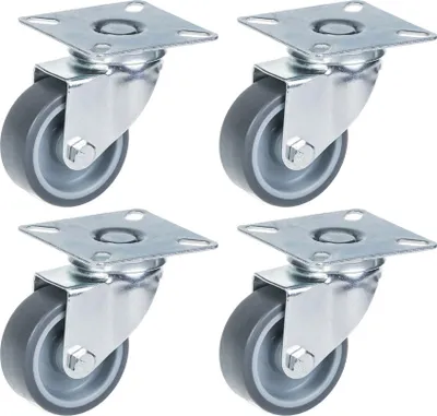 Produktbild von 50mm 2" Rolle, grau gummibereift, schwenkbar, 160kg Tragkraft, 4er Set
