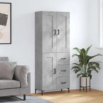 Image de vidaXL Highboard gris béton 69,5x34x180 cm Bois composite