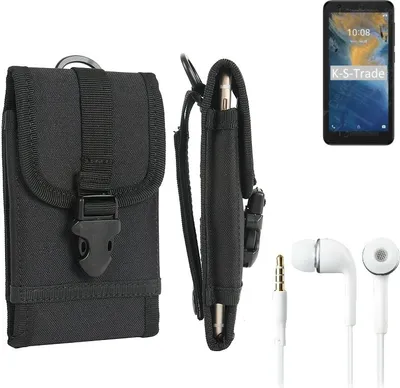 Produktbild von K-S-Trade Holster Schutz Hülle kompatibel mit ZTE Blade A31 Lite Gürteltasche Handy Hülle Tasche outdoor Seitentasche schwarz 1x + Kopfhörer
