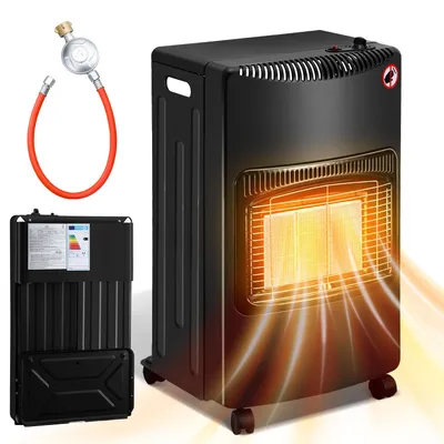 Produktbild von Peviasot Gasofen Keramik 4200 Watt mit 3 Stufen, Sauerstoffmangelsicherung, Gasschlauch & Regler, 4 Rollen