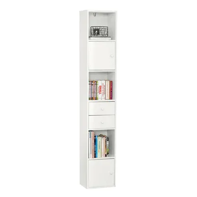 Immagine prodotto di SoBuy STR10-W Libreria con cassetti Libreria Scaffale in piedi Scaffale di archiviazione Scaffale per ufficio Armadio per archiviazione Armadio alto bianco WD circa: 33x188x24cm