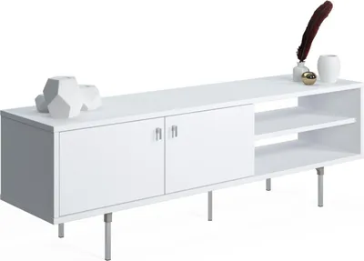 Image de Militello - Meuble TV, 140x35x45h cm Blanc, une Étagère