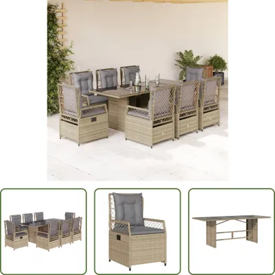 Produktbild von The Living Store 9-tlg. Garten-Essgruppe mit Kissen Beige Poly Rattan