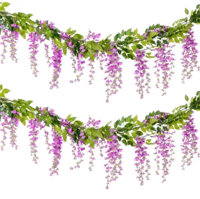 Image de Guirlande artificielle de glycine, couleur rose