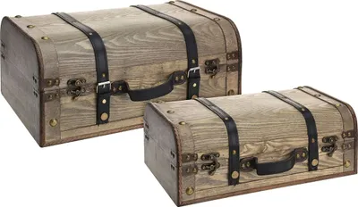 Produktbild von Kisten Dekoration 2er-Set aus Holz in braun Holzkiste Schatztruhen