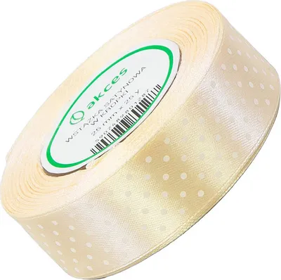 Image de Ruban de satin à pois 25mm 23m - 02 crème