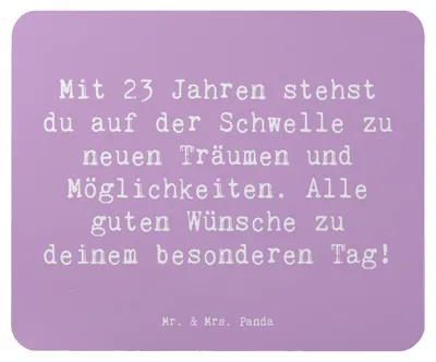 Produktbild von Mr. & Mrs. Panda Mousepad Spruch 23. Geburtstag - Lavendeltraum - Geschenk, inspirierend, mousematte, Happy Birthday, computer, unvergesslicher Moment, Mauspad, Mouse Pad