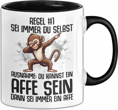 Produktbild von Sei Immer Du Selbst Lustige Affen Tasse Schimpanse (Schwarz)