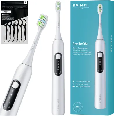 Zdjęcie produktu dla Szczoteczka soniczna Spinel Care SmileON biała USB-C 3 tryby Timer IPX7 Bateria