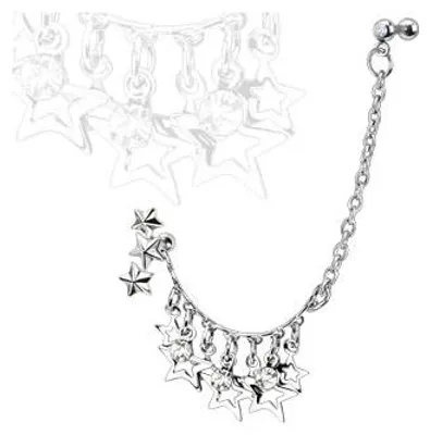 Produktbild von Tragus Cartilage Helix Ohr Piercing Sterne mit Kette