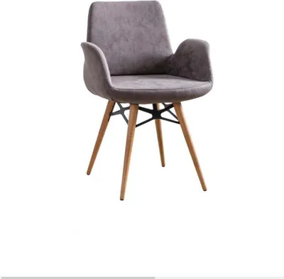 Productafbeelding van Eetkamerstoel, keukenstoel, set van 4 stoelen met armleuningen, grijs, gestoffeerd