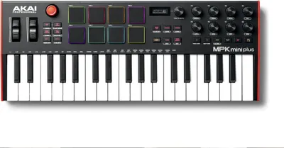 Produktbild von Akai MPK Mini Plus, 37 Schlüssel, Tasten, Drehregler, Schwarz, Schwarz, USB, 451,1 mm