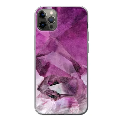 Produktbild von MuchoWow® Handyhülle Schutzhülle Hülle für iPhone 12 Pro Max Naturstein - Lila - Luxus Silikon Softcase Handy Hülle - Hartschale