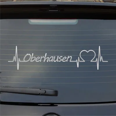 Produktbild von Heckscheibenaufkleber Oberhausen Herzschlag Puls Stadt Liebe 55x13 cm Silber Auto Aufkleber Sticker