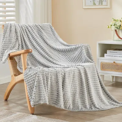 Productafbeelding van Pluizige deken, 150x200 cm, lichtgrijs, Sherpa-flanel, microvezel, 280 g/m²