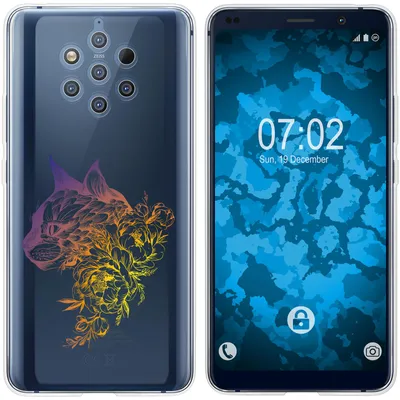 Produktbild von PhoneNatic Case kompatibel mit  Nokia 9 PureView Silikon-Hülle Floral Katze M2-3