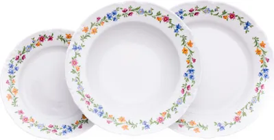 Produktbild von Tellerset, tschechisches Porzellan, Konstanz, Blumenband, 18 d., Thun 1794