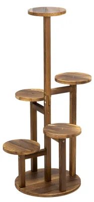 Produktbild von Holz-Pflanzenregal 6 Ablagen – Freistehend, Vertikal, Höhe: 87 cm, Braun, für Blumen und Pflanzen