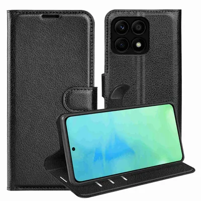Produktbild von Für Honor X8a Handy Tasche Schwarz Etuis Kunst-Leder Hülle Cover Case Book Neu