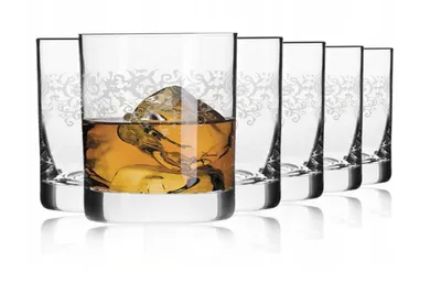 Produktbild von Krosno Krista Deco Whiskeygläser Set 6er Pack – 300ml – Elegantes Relief-Dekor – Kristallklares Glas – Klassische Whiskybecher Poland