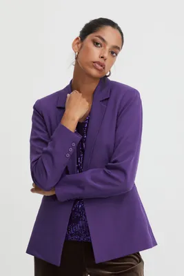Produktbild von ICHI IHLEXI BL Damen Blazer Kurzblazer Jacke Ein-Knopf-Blazer mit Stretch und Reverskragen