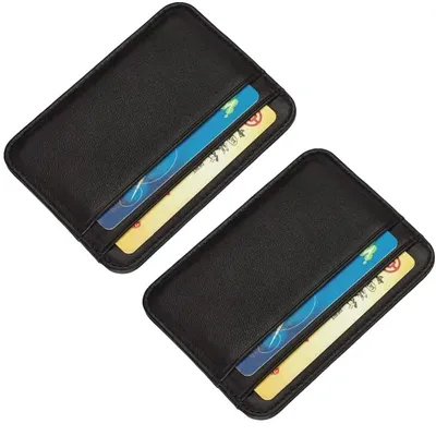 Produktbild von Kartenhalter, schlankes Design, echtes Leder Material, 2 Stück schwarz