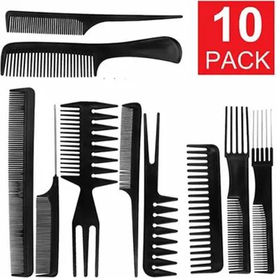 Produktbild von CHPN - Kämme - Kammset - Set mit 10 Kämmen - 10-teilig - Toupierkamm - Breiter Kamm - Feiner Kamm - Friseur - Friseurbedarf