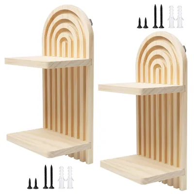 Immagine prodotto di Set di 2 mensole da parete in legno, stile boho