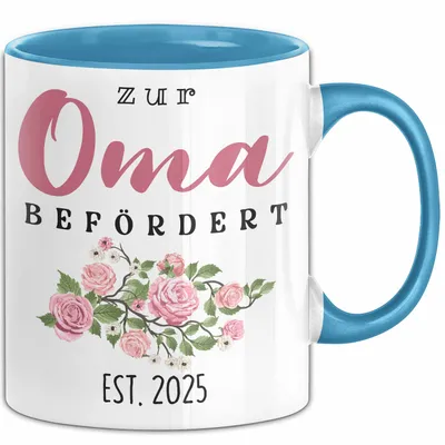 Produktbild von Trendation - Du Wirst Oma 2022 Tasse Geschenk Schwangerschaft Verkünden Großmutter Überraschung Baby Kaffeetasse Oma Befördert 2022 (Blau)