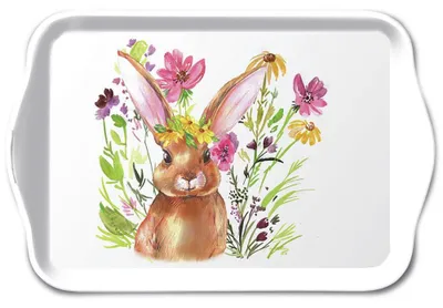 Produktbild von Serviertablett aus Melamin Ostern Hase Kaninchen Tray melamine 13x21 cm Girl bunny
