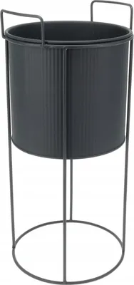 Produktbild von Blumentopf mit Metallständer Ø18,5 cm, Höhe 40 cm, Zink, mattschwarz, modern