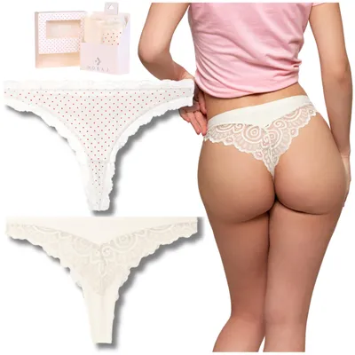 Produktbild von Damenunterwäsche - Stringtanga Größe S - Spitzenslip 2 Stück - Damenstring