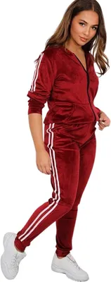 Produktbild von Hochwertiger Damen-Trainingsanzug, Jogginganzug, Sportbekleidung, Rot-Weiß – XS
