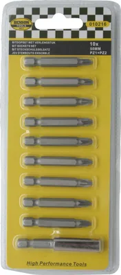 Produktbild von Bits Set 10 Stück 50mm pz1 + pz2 mit Verlängerung