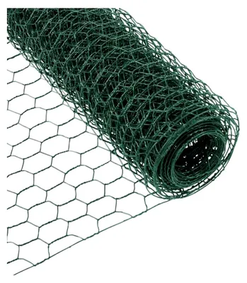 Produktbild von Maschendrahtzaun Sechseckgeflecht für Hühner, Kaninchen und Hasen, PVC-beschichtet in Grün mit Handschuhen und 50 Kabelbindern für Tierzäune, Handwerksartikel und Gemüsegarten