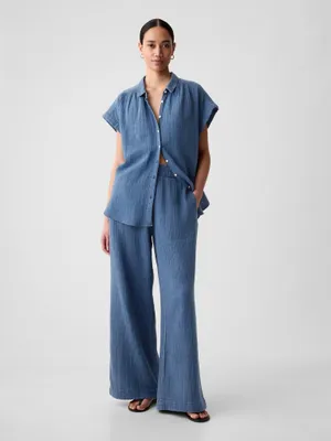 Produktbild von GAP Musselin-Hose mit weitem Bein, Größe XXS