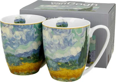 Immagine prodotto di Duo | Set di 2 tazze da caffè - 350 ml - Blu, giallo, verde - Design artistico - Porcellana di alta qualità