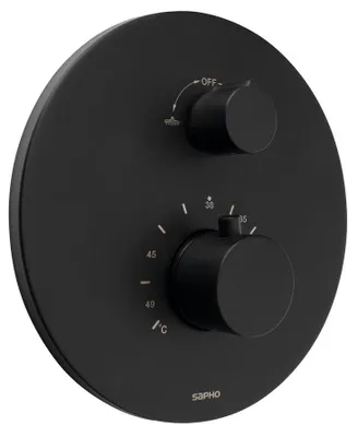 Produktbild von Sapho Thermostat-Unterputz Duscharmatur, inkl. Grundkörper, 2 Wege, Schwarz matt