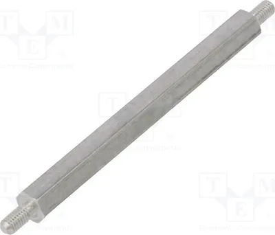 Obrázok produktu pre 10 kusov distančných objímok so závitom, vonkajší priemer 55 mm, vnútorný závit M3, šesťhranný profil, rozmery 434 x 55 mm
