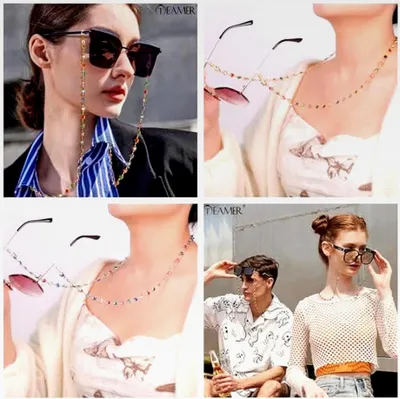 Produktbild von Bunte Herz-Brillenkette, Sonnenbrillenband, Brillenhalter, Schmetterlings-Perlen, Leseglasband für Damen